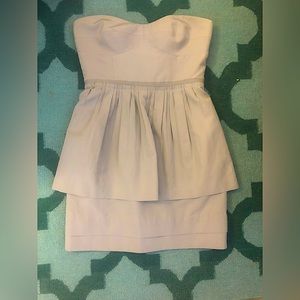 JCrew Strapless Gray Peplum Cocktail Dress Size 6